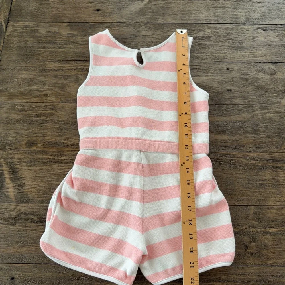Bisby Kids Girls Pink White Striped Sleeveless Romper Size‎ 7 Cotton Drawstring